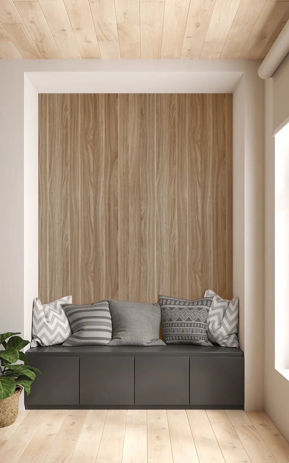 Lemari menggunakan laminasi GW-HPL woodgrain texture dari frantinco